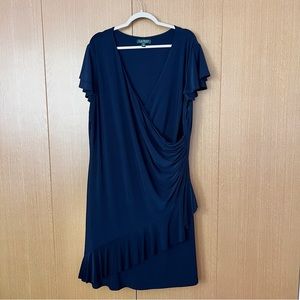 Lauren Ralph Lauren Ruffle Trim Surplice Dress 22W